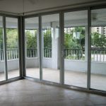 Divine Sliding Glass Doors with Grey Liners for Modern Building Design Ideas