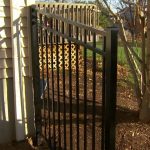 Favorite Dark Open Metal Fence Panels for Entryway at Traditional House Design