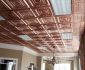 Magnificent Brown Decorative Ceiling Tiles feat Rectangular Lamps and Chandelier Installation
