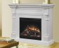 Masterful White Electric Fireplace Design for Living Room Area with Candles
