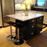 Modern Stools for Movable Island IKEA with Marble Countertop Beautified by Planter