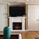 Natty Cabinets and White Electric Fireplace Design for Expansive Living Room Area