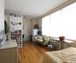 Natty Small Studio Apartment Displaying Wooden Desk Vicinity Couch and Cabinet Placement