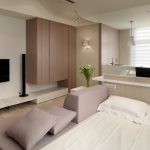 Personable Studio Apartment Furniture Showing Eclectic Seating and Hanging Cabinet for Living Room Schemes