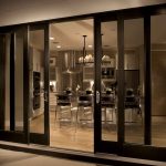 Picturesque Sliding Glass Doors with Silver Handle for Dining Room Area