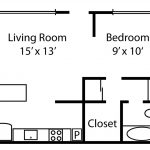 Smart Sizes in Studio Apartment Floor Plans Showing Living Room Almost Same with Bedroom