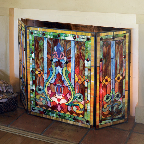 Superb Stained Glass Fireplace Screen Design to Adorn Your Living Space Faireplace
