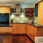 Innovative Details on Green Tile Backsplash near Most Popular IKEA Kitchen Cabinets from Oak Material