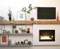 Natty Contemporary Fireplace Mantels Shelving Filled by Appliances for Living Room Wall Decor