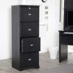 Solid Wood Black Vertical Filing Cabinet