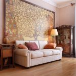 Artistic Wall Painting in Traditional Apartment Decorating Ideas for Sitting Area with Fluffy Sofa