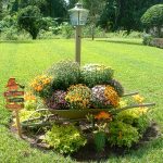 Classic Garden Lamp for Old Fashioned Gardens Decorating Ideas with Colorful Small Flowers