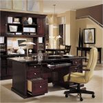 Classic Solid Oak Desk and Leather Swivel Chair in Stunning Open Decorating Home Office