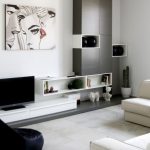 Enchanting Living Area using Cool Apartment Interior Design Ideas with White Sofa and Black Bean Bag