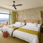 Inspiring Wall Mural in Amazing Interior Design Ideas for Tropical Bedroom with Fluffy Beds