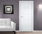 Interesting White Solid Wood Doors Interior on Grey Painted Wall inside Simple Room with White Sofa