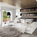 Simple White Sofa Chaise and Tables on Grey Carpet Rug for Great Interior Design Ideas