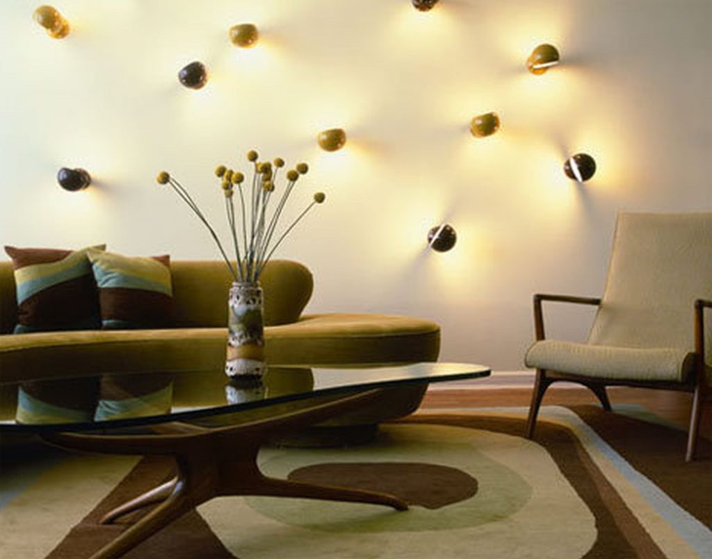 Unusual Wall Lamps on White Wall inside Extraordinary Living Room Decoration Ideas for Home