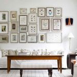 Vintage Home Decoration Inspiration for Living Space with White Sofa under Stunning Wall Arts