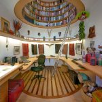 Wonderful Home Office Space in Amazing Interior Design Ideas under Cool Circle Oak Bookshelves