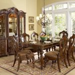 Adorable Wooden Furniture  Antique Dining Room Ideas with Nice Pednant Lamp and Glass Window