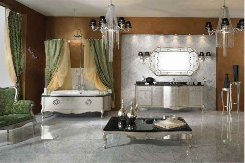 Alluring Accessory and Best Furniture in Luxury Bathroom Desaign with Chic  White Bathub