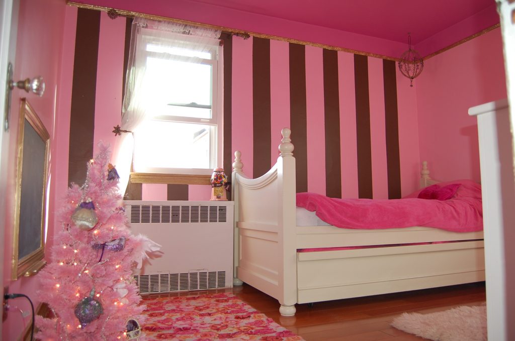 Awesome Furniture in Pink Bedroom Desaign Ideas with Small Window and White Single Bed