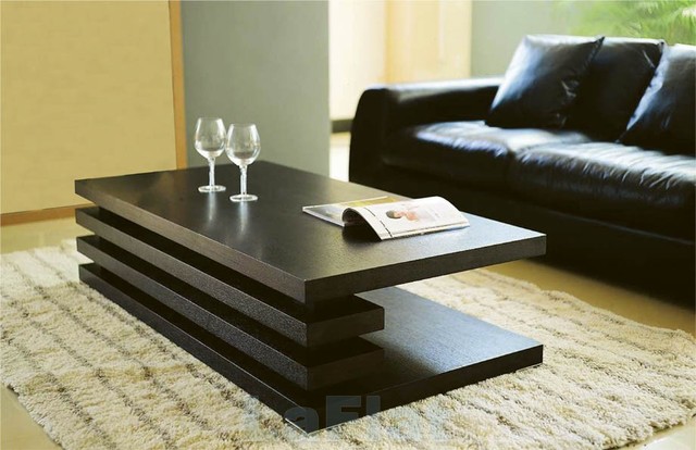 Awesome Wooden Table For Living Room with Black Color Accent plus Large Nice Carpet