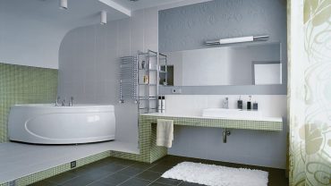 Bewitching Furniture with Lovely Bathub and Floating Long Vanity  in Modern Minimalist Bathroom Desaigns