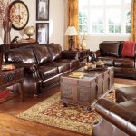 Big Sofa with Brown Color facing Wooden Table in Antique Living Room Ideas Picture