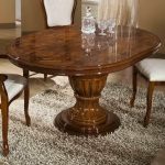 Calm Decor for Classic Dining Table Desaign with Circle Wooden Table near Chic Chair
