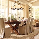 Captivating Hanging Lamp above Wooden Table near Chic Chair in Antique Dining Room Ideas