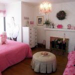 Comely Girls Room With Pink Bedroom Desaign Ideas with Cozy Sofa near Nice Fireplace
