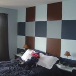 Exellent Chequer Wall Desaign in Cool Room Painting Ideas with Bright Large Glass Window