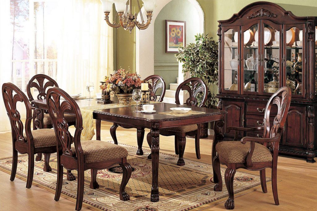 Faboulus Molding Furniture from Wooden Material for Antique Dining Room Ideas plus Bright Glass Window
