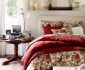 Lovely Masterbed with Red Accessory for Vintage Bedroom Desaign Styles and  Circle Wooden Table
