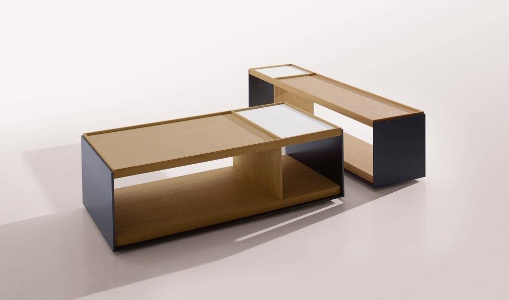 Luxury Long Design with Wood  Material and Black Color Accent in Contemporary Coffee Tables