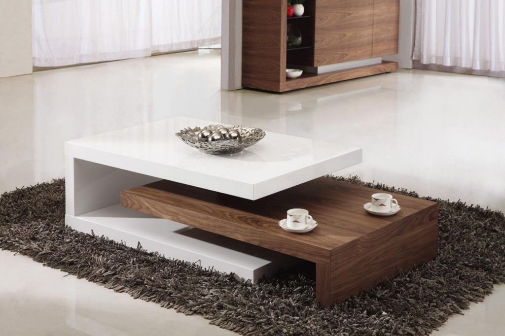 Natural Design to Table For Living Room with Wooden Material and White Color Picture
