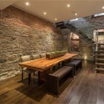 Rustic Furniture with Wooden Element and Large Brick Wall in Classic Dining table Desaigns
