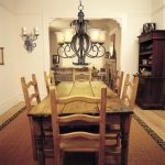 Traditional Wooden Furniture in Antique Dining Room Ideas with  Pednant Lamp plus Large Carpet