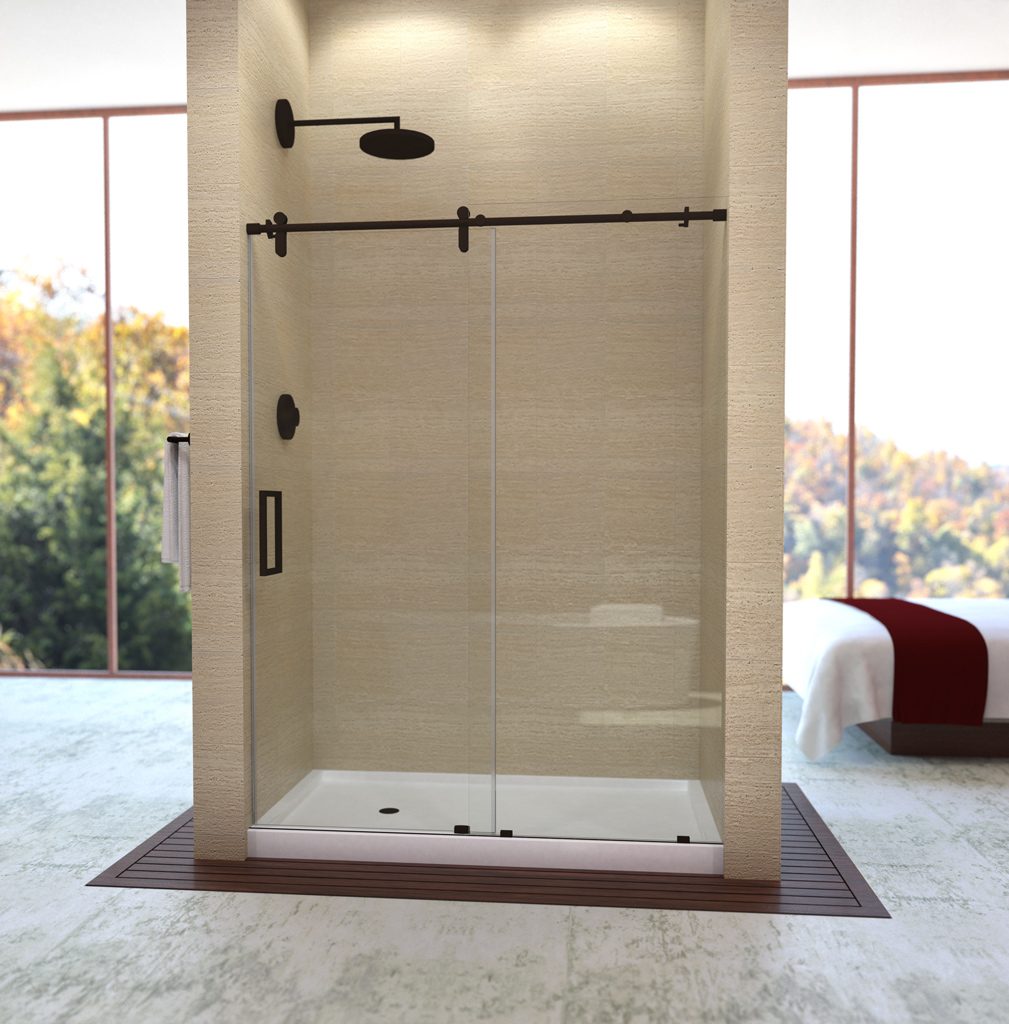 Affordable Bedroom with Minimalist Bathroom using Alumax Shower Doorss and Attractive Floor Design