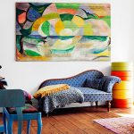Agreeable Wall Decor using chic Painting also Cute Sofa as Persian living Room Designs