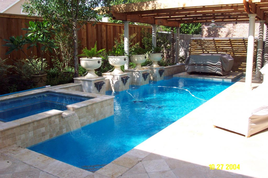 Amazing Decor for Small Swimming Pool Designs with Best Pillar and Nice  Wooden  Coutyard