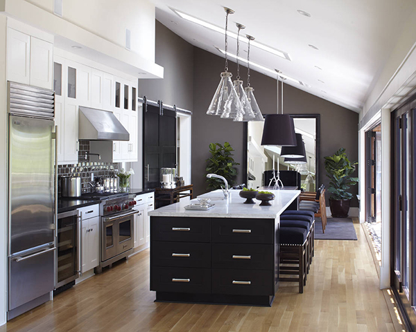 Attractive Style of Dark Grey Walls Kitchen and Good Cabinet using Best Countertop