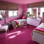 Awesome Decor of Pink Bedroom Design Ideas for Girl with Twin Beds also White Dresser