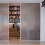 Beckoning Design of Sliding Closet Doors using Acrylic Material also Stainless Steel Frames