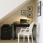 Best Decor for small Office Furniture Ideas with Dark Wooden Table and Chic Shelf