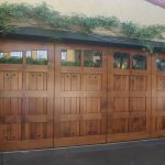 Big Carriage Style Garage Doors with Wood Materials and Simple Downlight plus Dark Floor