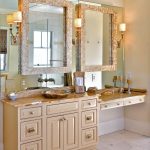 Cool Bathroom Mirrors Design Ideas with Attractive Frames also Lavish Wall Lamps and Cabinet