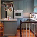 Delicate Kitchen cabinet Color Ideas in Green using Granite Countertop also Stainless Steel Sink